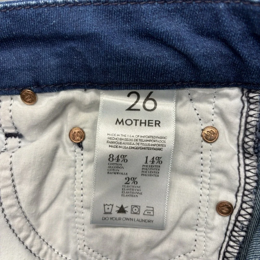 MOTHER The Looker Crop Skinny Jeans Bright Eyes Blue Denim Made in USA‎ Size 26